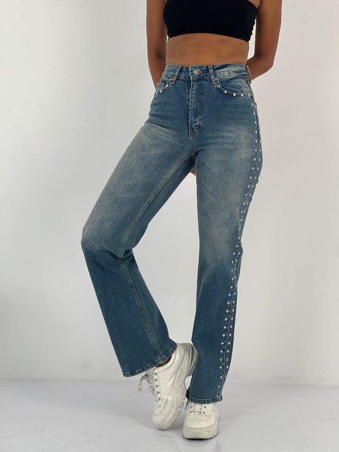 MISS POEM Blue Casual Streetwear Mom Jeans With High Waist Wholesale Clothing 1