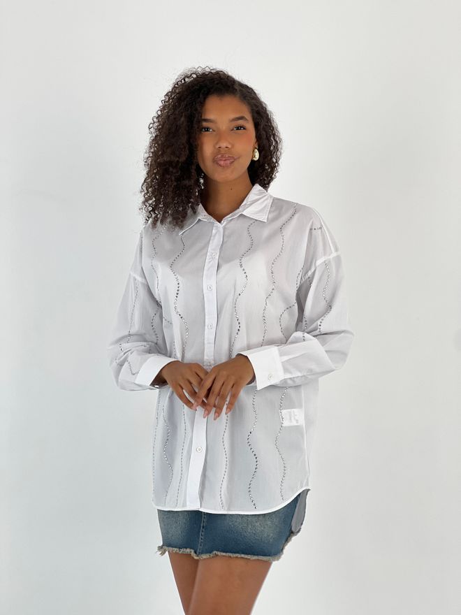 MISS POEM Camisa Blanca A Rayas De Manga Larga Oversize Ropa al por mayor Casual
