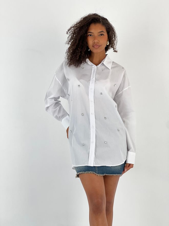MISS POEM Camisa Blanca Elegante Casual De Talla Grande Ropa al por mayor Casual