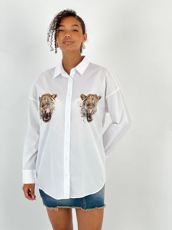 MISS POEM Camisa Blanca Casual Con Estampado De Animales Ropa al por mayor Casual