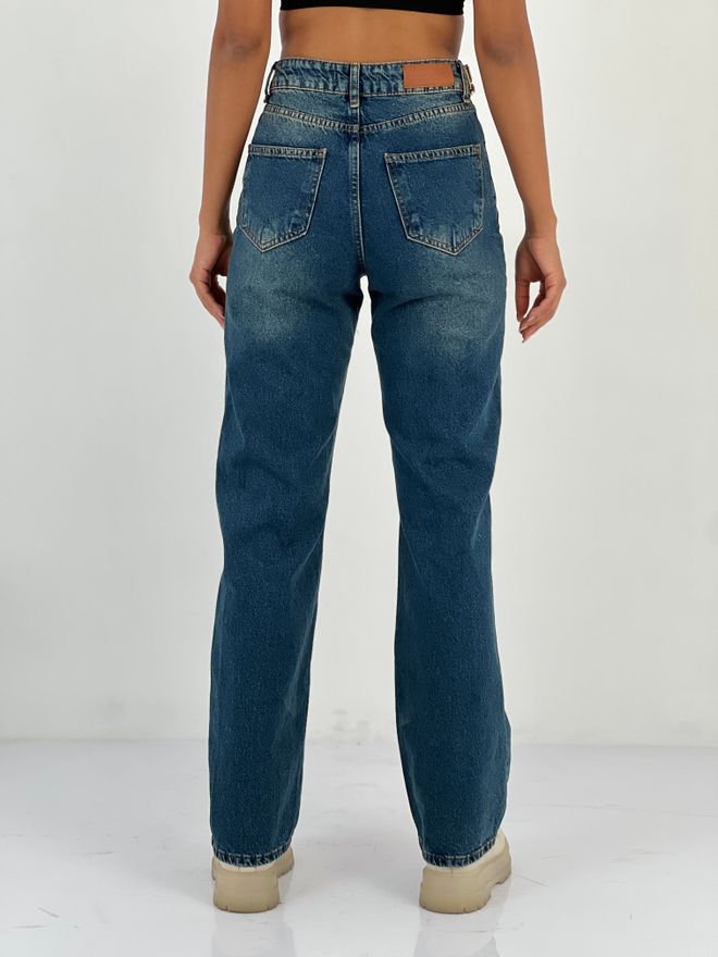 MISS POEM Blue Casual Streetwear Mom Jeans With Wide Leg Wholesale Clothing Spring