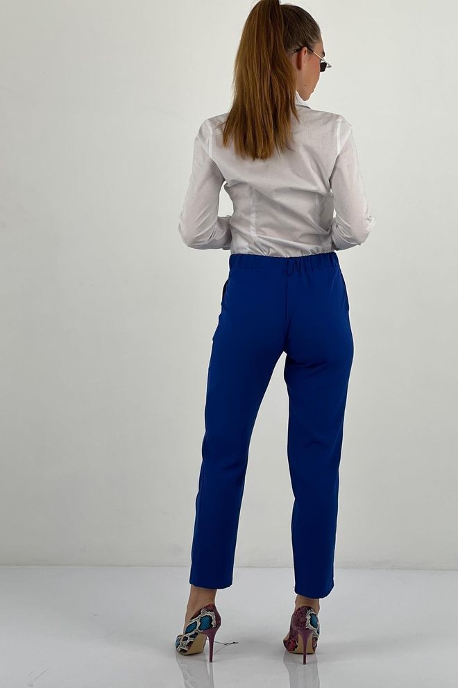MISS POEM Navy Blue Tapered Cropped Pants With Button Closure Wholesale Clothing Fall