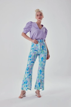 A wholesale clothing model wears MZC10100 - Trousers - Multicolor, Turkish wholesale Pants of MZL Collection
