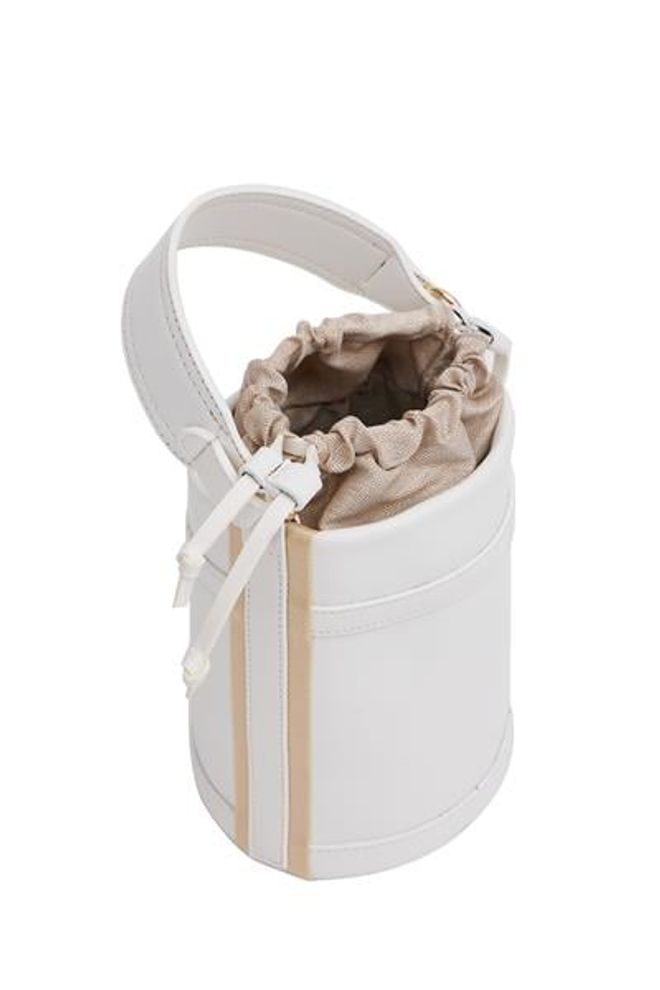 Madamra Kontrast Dikişli Kova El Ve Omuz Çanta Beyaz Toptan Giyim 4