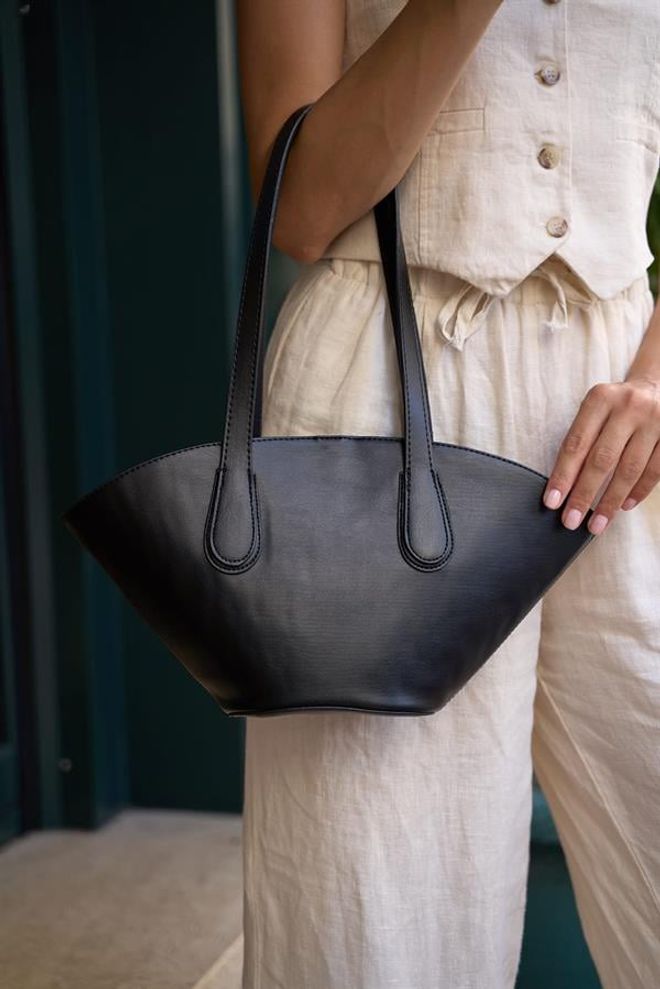 Madamra Usnjena Nakupovalna Torba Črna Oblačila na debelo 4