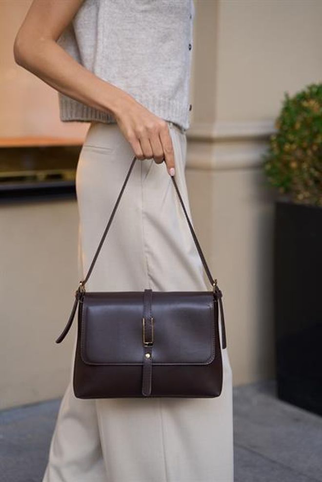 Madamra Bolso De Mano Y Hombro Con Detalle De Hebilla Dorada Marrón Ropa al por mayor 3