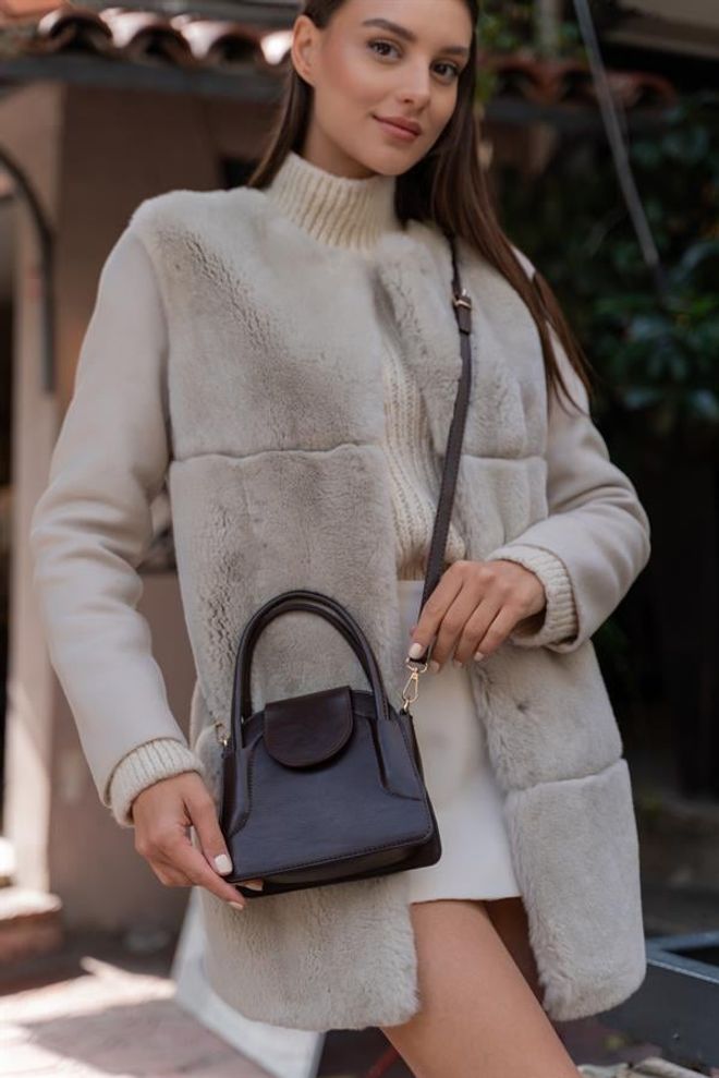 Madamra Maja Mini City Women's Bag With Cover Brown Wholesale Clothing 3