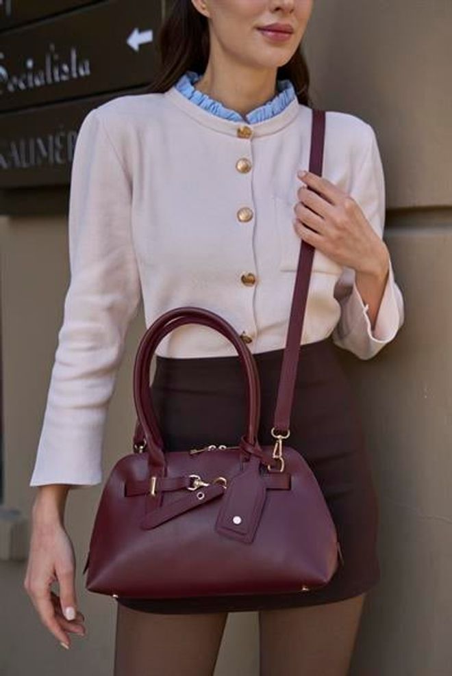 Madamra Accessorio Dorato Borsa Retrò Borsa A Mano E A Tracolla Bordeaux Abbigliamento all'ingrosso 2