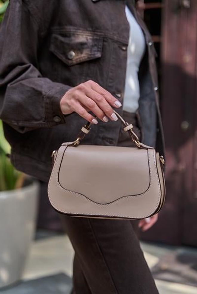 Madamra Cross Strap Hand And Shoulder Bag Mink With Lid Wholesale Clothing 2