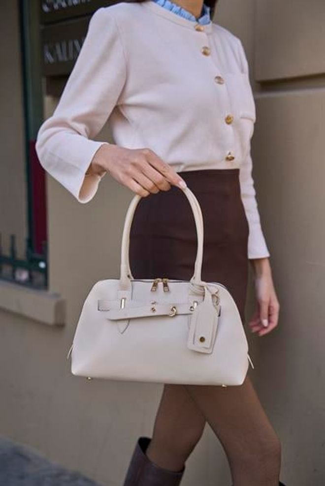 Madamra Acessório Dourado Bolsa Retrô Bolsa De Mão E Ombro Bege Roupas por atacado 0