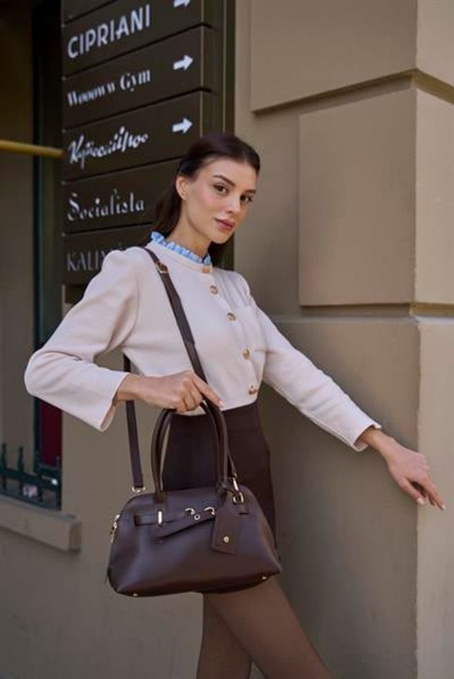 Madamra Gold Accessory Retro Handtasche Hand Und Schultertasche Braun Großhandelskleidung 2