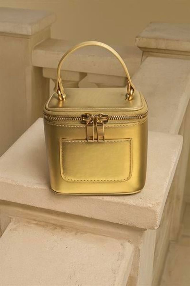 Madamra Borsa A Tracolla Mini Box Borsa A Mano E A Tracolla In Pelle PU Lucida Dorata Abbigliamento all'ingrosso 0