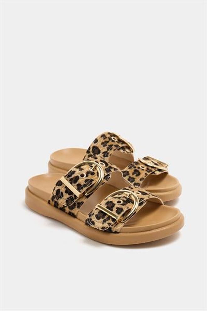 Madamra Zapatillas Casuales Elegantes Con Doble Hebilla Leopardo Y Visón Ropa al por mayor 2