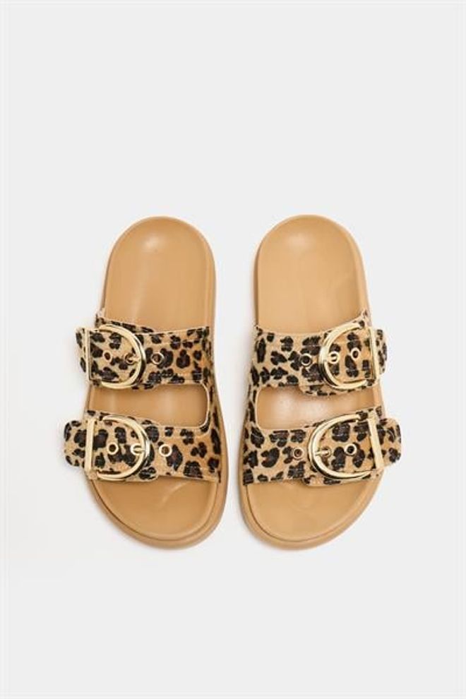 Madamra Chinelos Casuais Elegantes Com Fivela Dupla Vison De Leopardo Roupas por atacado 0