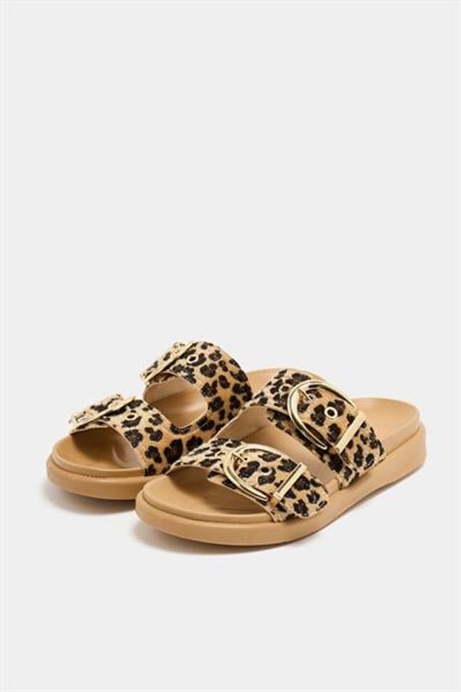 Madamra Zapatillas Casuales Elegantes Con Doble Hebilla Leopardo Y Visón Ropa al por mayor 1