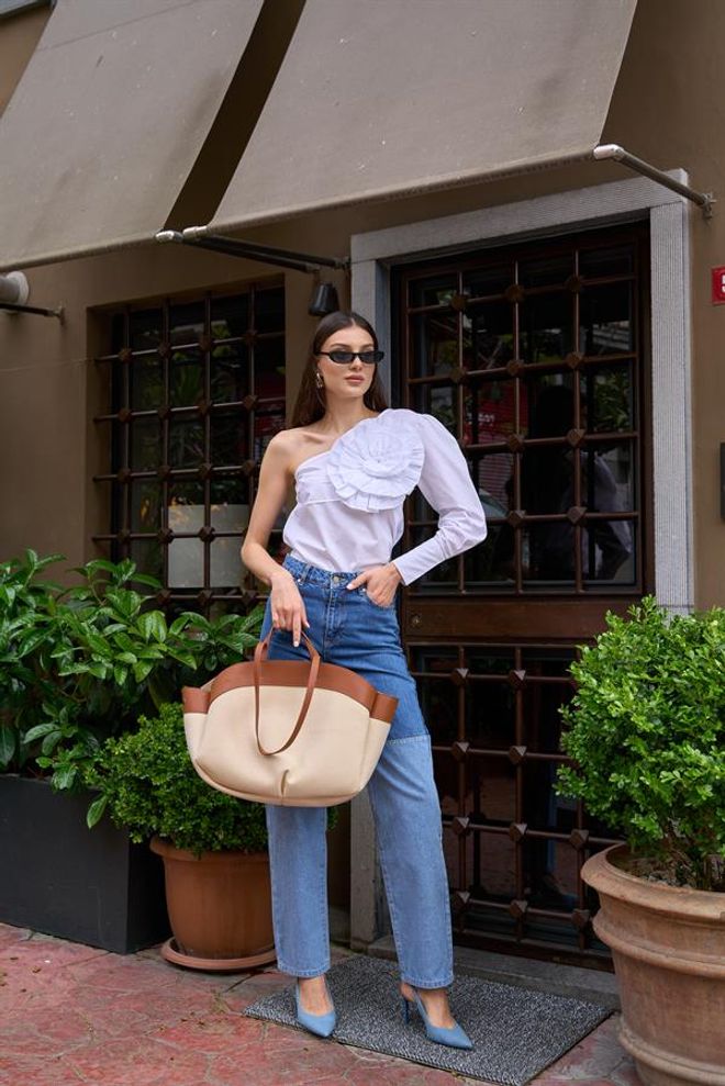 Madamra Contrast Tote Bag Fat Oblačila na debelo 1