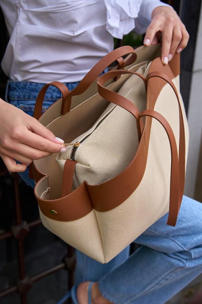 Madamra Contrast Tote Bag Fat Oblačila na debelo 4