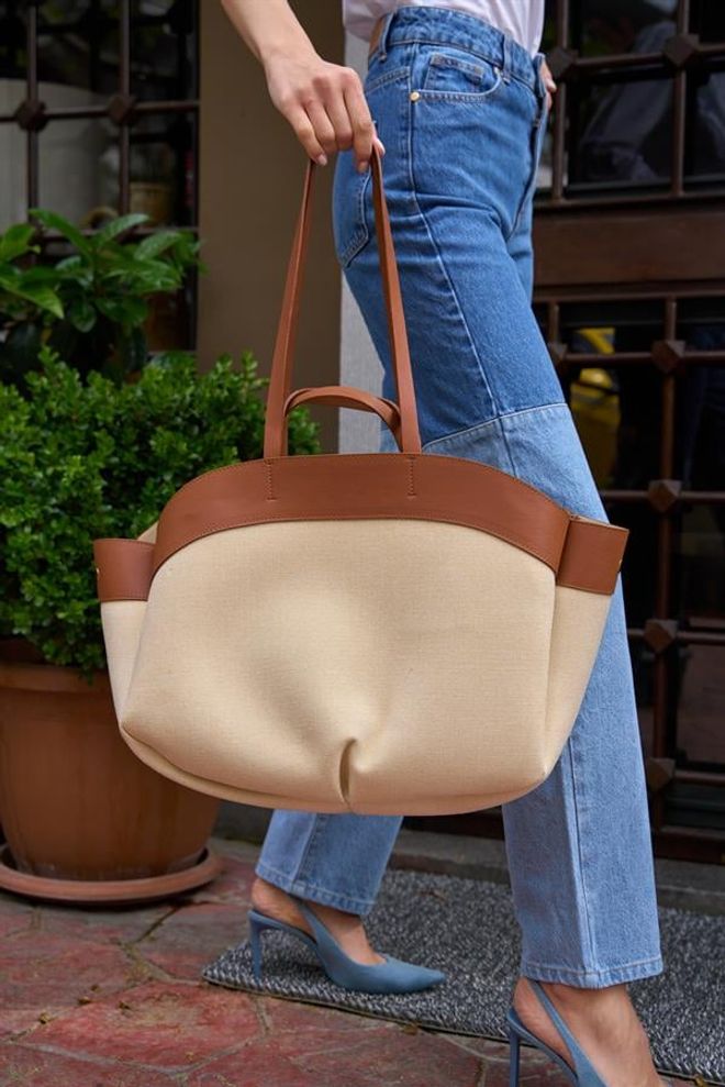 Madamra Contrast Tote Bag Fat Oblačila na debelo 2