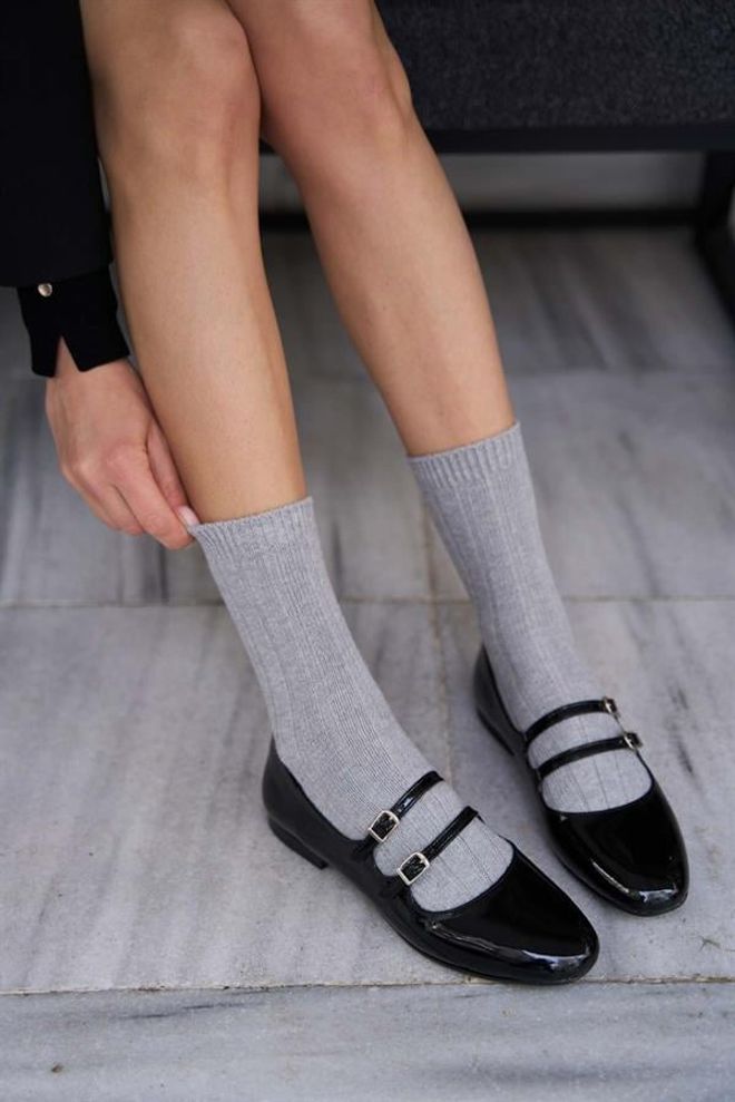 Madamra Couro Envernizado Babette Black Com Cinto Duplo Roupas por atacado 0