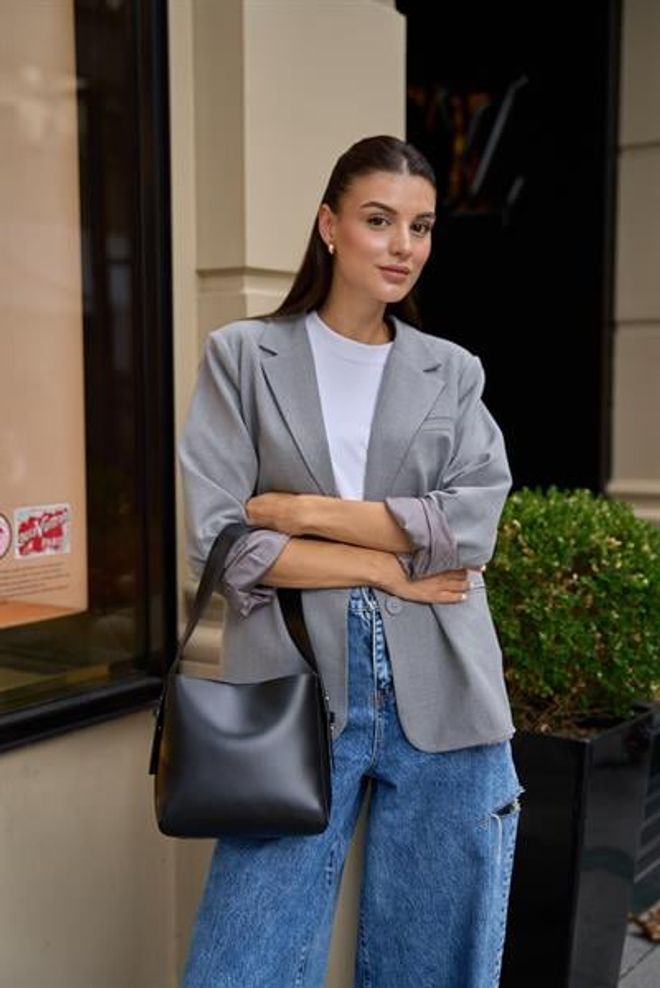 Madamra “Shopper” Minkštos Odos Reguliuojamo Dirželio Pečių Krepšys Juodas Didmeninė prekyba drabužiais 0
