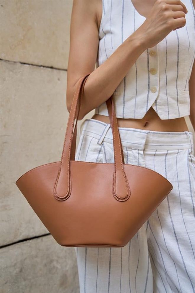 Madamra Leather Look Shopper Bag Taba Oblačila na debelo 4