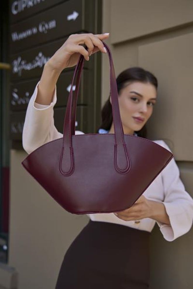 Madamra Shoppertas In Lederlook Bordeaux Groothandel Kleding 0