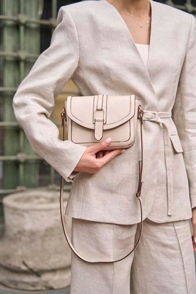 Madamra Minibolso De Mano Y Hombro Con Aspecto De Piel Color Crema Con Hebilla Ropa al por mayor 0
