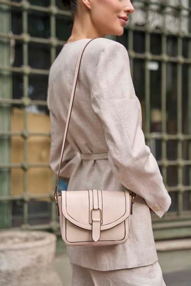 Madamra Krémová Mini Taška Na Ruky A Rameno S Koženým Vzhľadom S Prackou Veľkoobchod s oblečením 2