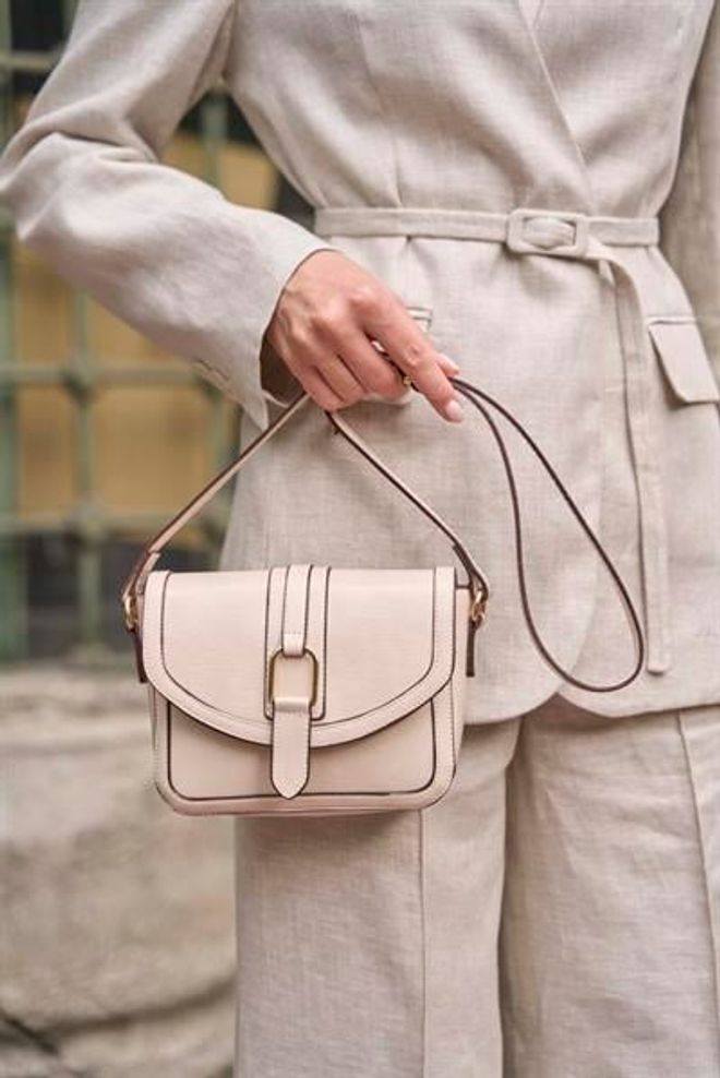 Madamra Krémová Mini Taška Na Ruky A Rameno S Koženým Vzhľadom S Prackou Veľkoobchod s oblečením 1