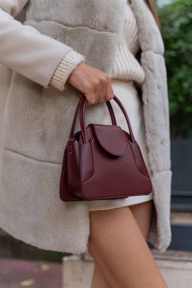 Madamra Maja Mini City Women's Bag With Cover Burgundy Wholesale Clothing 3