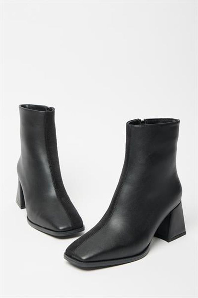 Madamra Stivali Da Donna In Pelle Scamosciata Nera E Tacchi A Bottone Con Cerniera In Pelle PU A Contrasto Elegante Abbigliamento all'ingrosso 0
