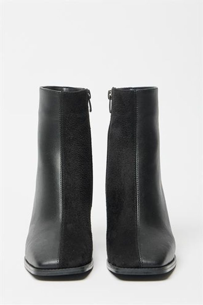 Madamra Stivali Da Donna In Pelle Scamosciata Nera E Tacchi A Bottone Con Cerniera In Pelle PU A Contrasto Elegante Abbigliamento all'ingrosso 2