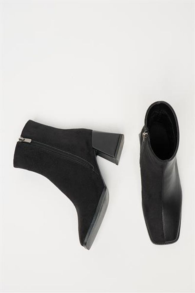 Madamra Stivali Da Donna In Pelle Scamosciata Nera E Tacchi A Bottone Con Cerniera In Pelle PU A Contrasto Elegante Abbigliamento all'ingrosso 1