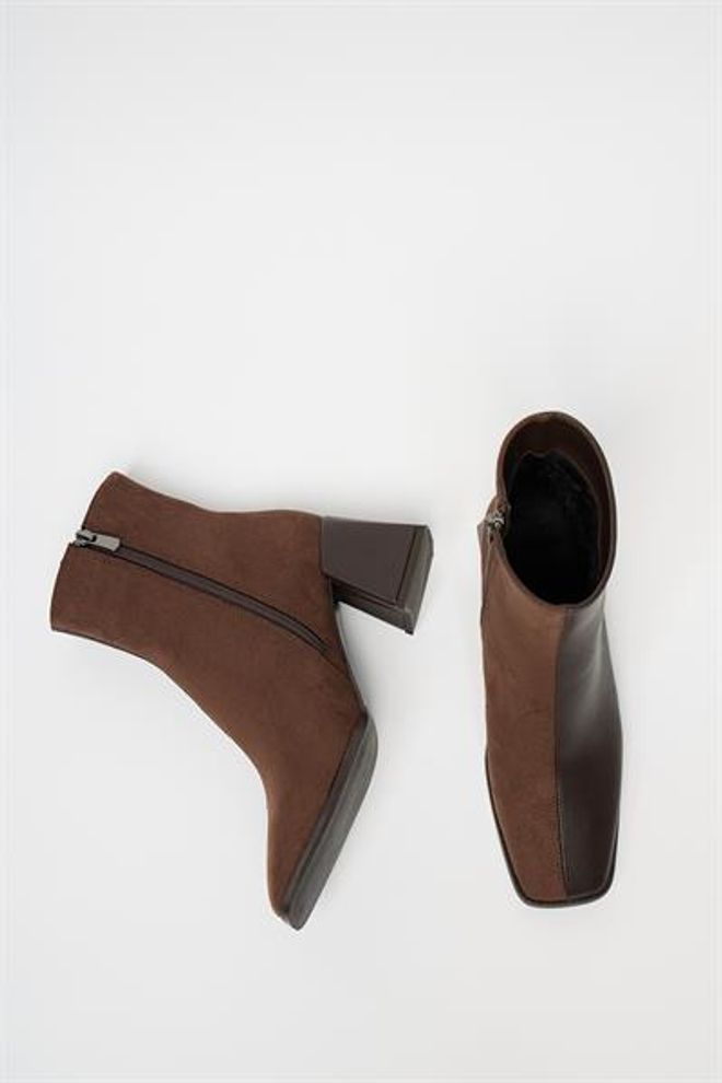 Madamra Stivali E Stivaletti Con Tacco Smussato In Pelle Scamosciata Marrone Da Donna Casual Chic Con Cerniera Abbigliamento all'ingrosso 1