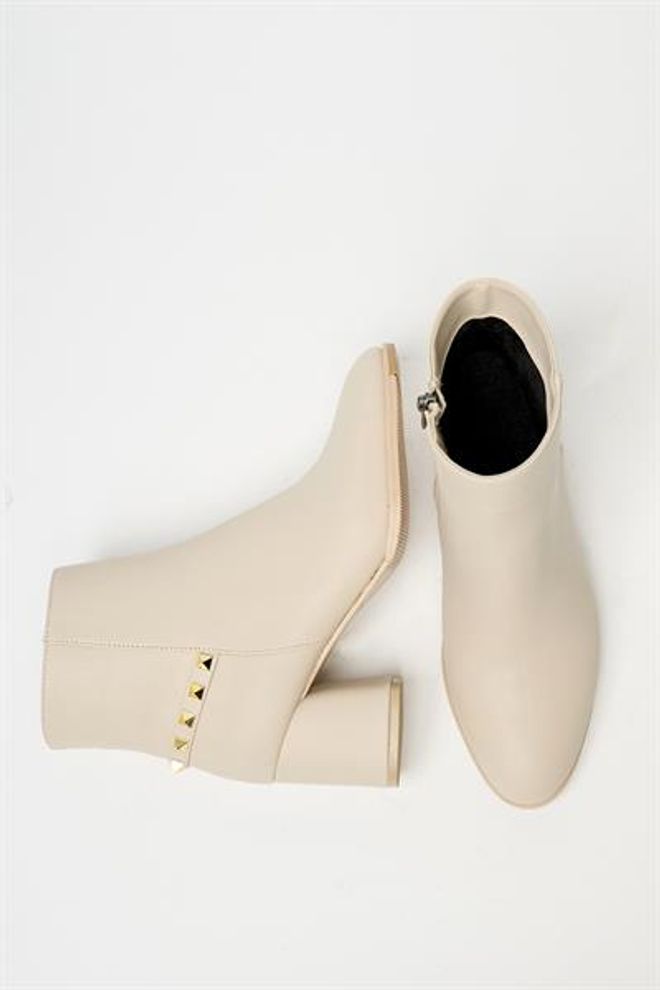 Madamra Stivali Moderni Con Tacco Largo Con Dettaglio In Fiocco Dorato Beige Casual Ed Eleganti Abbigliamento all'ingrosso 3