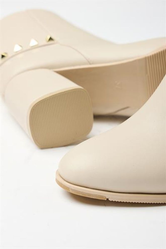 Madamra Stivali Moderni Con Tacco Largo Con Dettaglio In Fiocco Dorato Beige Casual Ed Eleganti Abbigliamento all'ingrosso 5