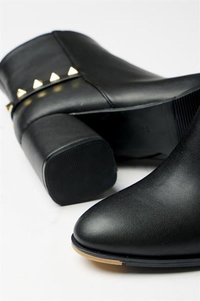 Madamra Cizme Moderne Casual Cu Toc Bloc Cu Capse Din Aur Negru Elegant Îmbrăcăminte cu ridicata 5