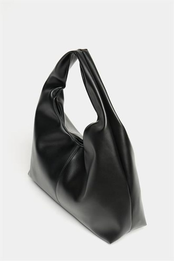 Madamra Women's Black Pu Leather Shopper Shoulder Bag — Soft Form Vintage Model Wholesale Clothing 2