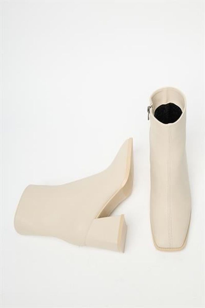 Madamra Stivali E Stivaletti Beige Da Donna Con Punta A Bottone E Cerniera In Pelle PU A Contrasto Alla Moda Abbigliamento all'ingrosso 4