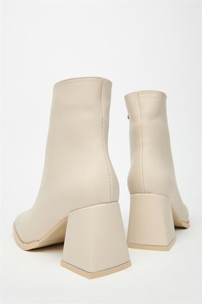 Madamra Stivali E Stivaletti Beige Da Donna Con Punta A Bottone E Cerniera In Pelle PU A Contrasto Alla Moda Abbigliamento all'ingrosso 2