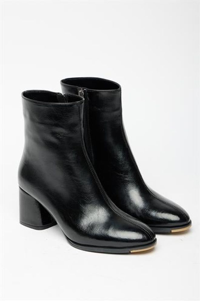Madamra Stivali E Stivaletti Con Tacco Da Donna In Pelle Verniciata Nera Modello Casual Alla Moda Con Cerniera Abbigliamento all'ingrosso 0