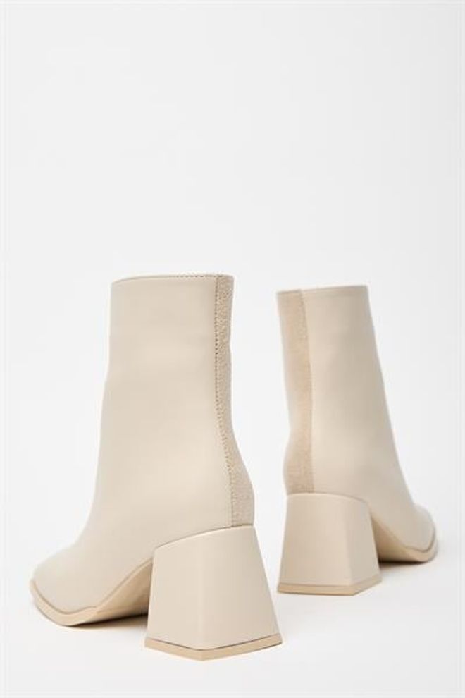 Madamra Stivali Da Donna In Pelle Scamosciata Beige E Tacchi A Bottone Con Cerniera In Pelle PU A Contrasto Elegante Abbigliamento all'ingrosso 2