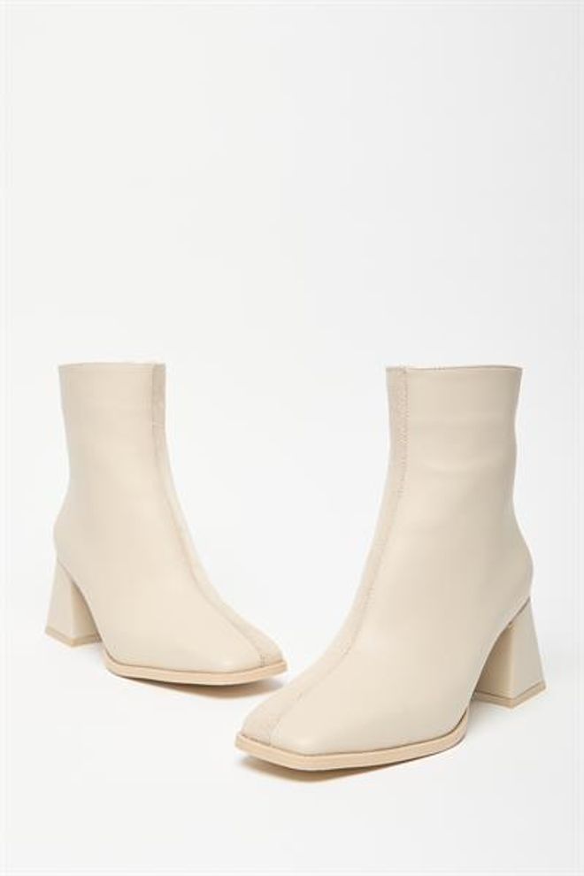 Madamra Stivali Da Donna In Pelle Scamosciata Beige E Tacchi A Bottone Con Cerniera In Pelle PU A Contrasto Elegante Abbigliamento all'ingrosso 4