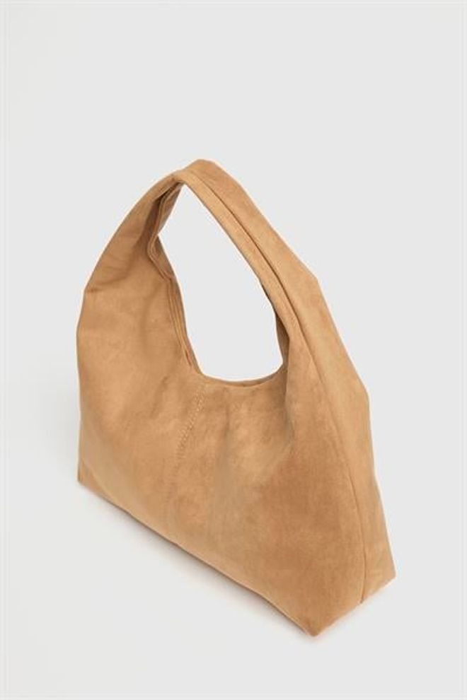 Madamra Women's Camel Suede Shopper Shoulder Bag — Soft Form Vintage Model Wholesale Clothing 1