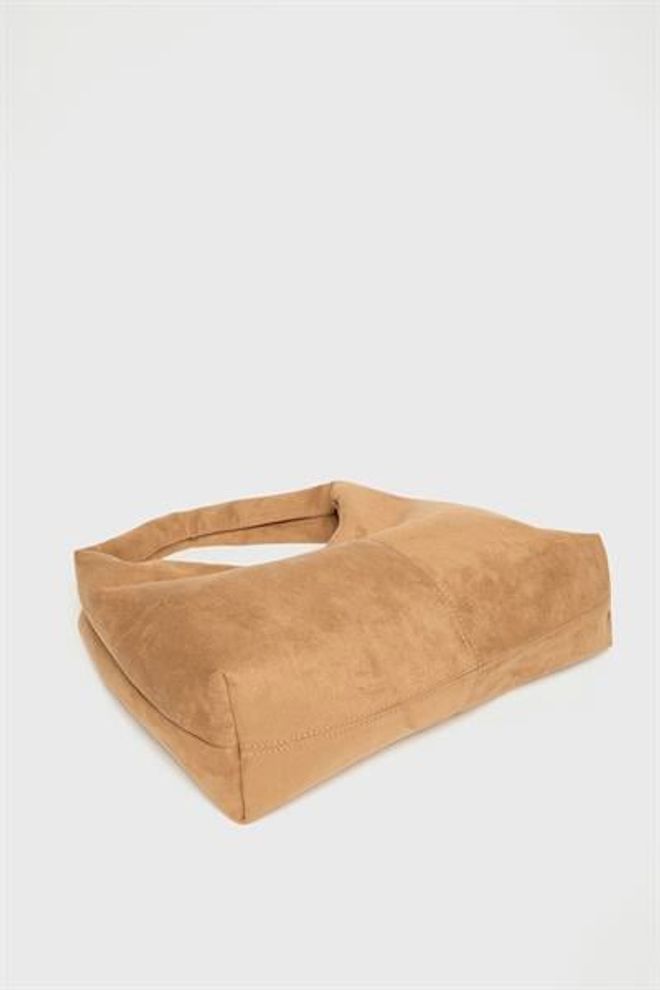 Madamra Women's Camel Suede Shopper Shoulder Bag — Soft Form Vintage Model Wholesale Clothing 4