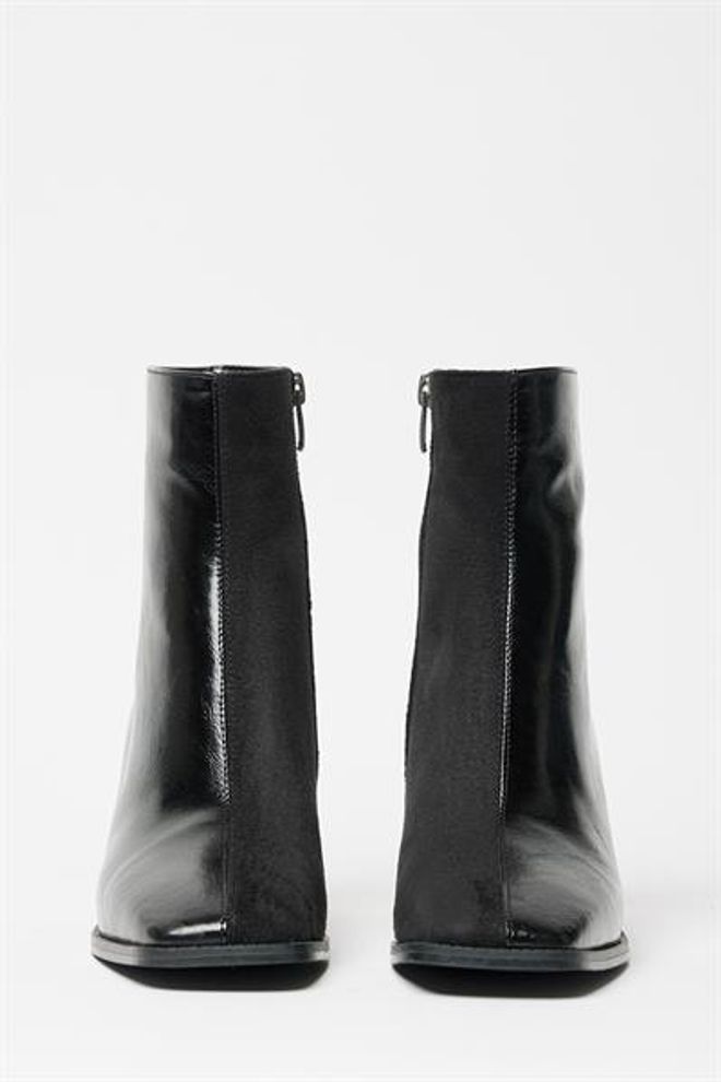 Madamra Stivali Da Donna In Pelle Scamosciata Verniciata Nera E Tacchi A Bottone Con Cerniera In Pelle PU A Contrasto Elegante Abbigliamento all'ingrosso 5