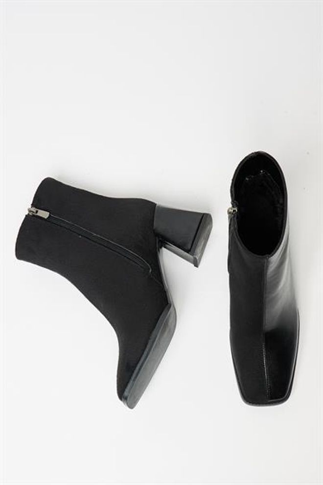 Madamra Stivali Da Donna In Pelle Scamosciata Verniciata Nera E Tacchi A Bottone Con Cerniera In Pelle PU A Contrasto Elegante Abbigliamento all'ingrosso 3