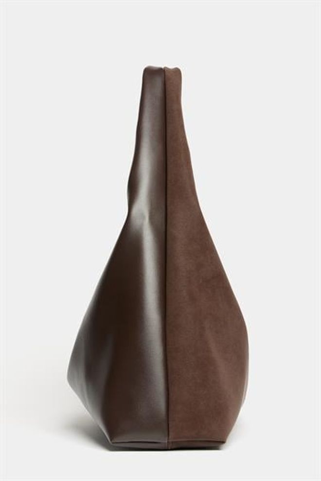 Madamra Women's Brown Suede And Pu Leather Contrast Shopper Shoulder Bag — Soft Form Vintage Model Wholesale Clothing 2