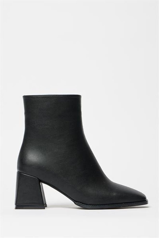 Madamra Stivali Neri Da Donna E Tacchi Con Punta A Bottone E Cerniera In Pelle PU A Contrasto Alla Moda Abbigliamento all'ingrosso 3