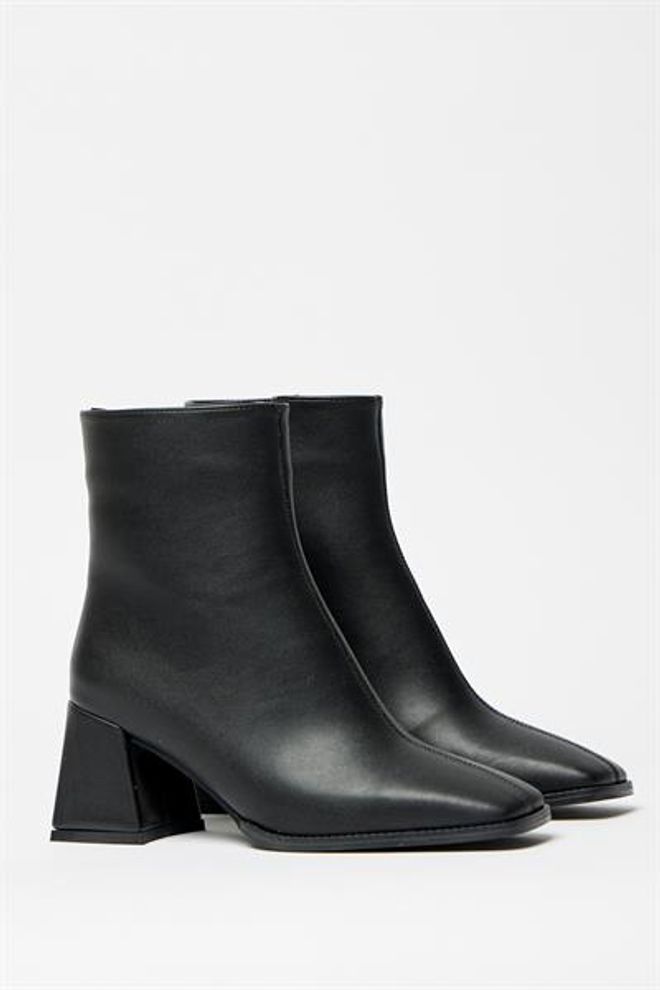 Madamra Stivali Neri Da Donna E Tacchi Con Punta A Bottone E Cerniera In Pelle PU A Contrasto Alla Moda Abbigliamento all'ingrosso 5